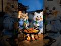 Late-Night Barbecue with Hoodie-Wearing Cats and Dogs #AI #Aesthetic #Viral