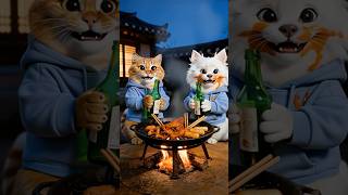 Late-Night Barbecue with Hoodie-Wearing Cats and Dogs #AI #Aesthetic #Viral