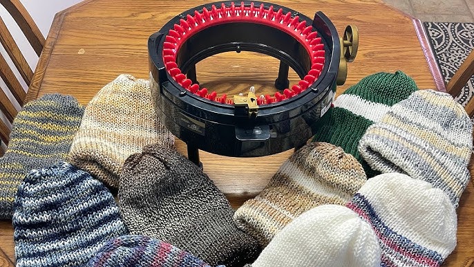 Finished four hats on my Christmas present a Addi kingsize knitting machine  . : r/knitting