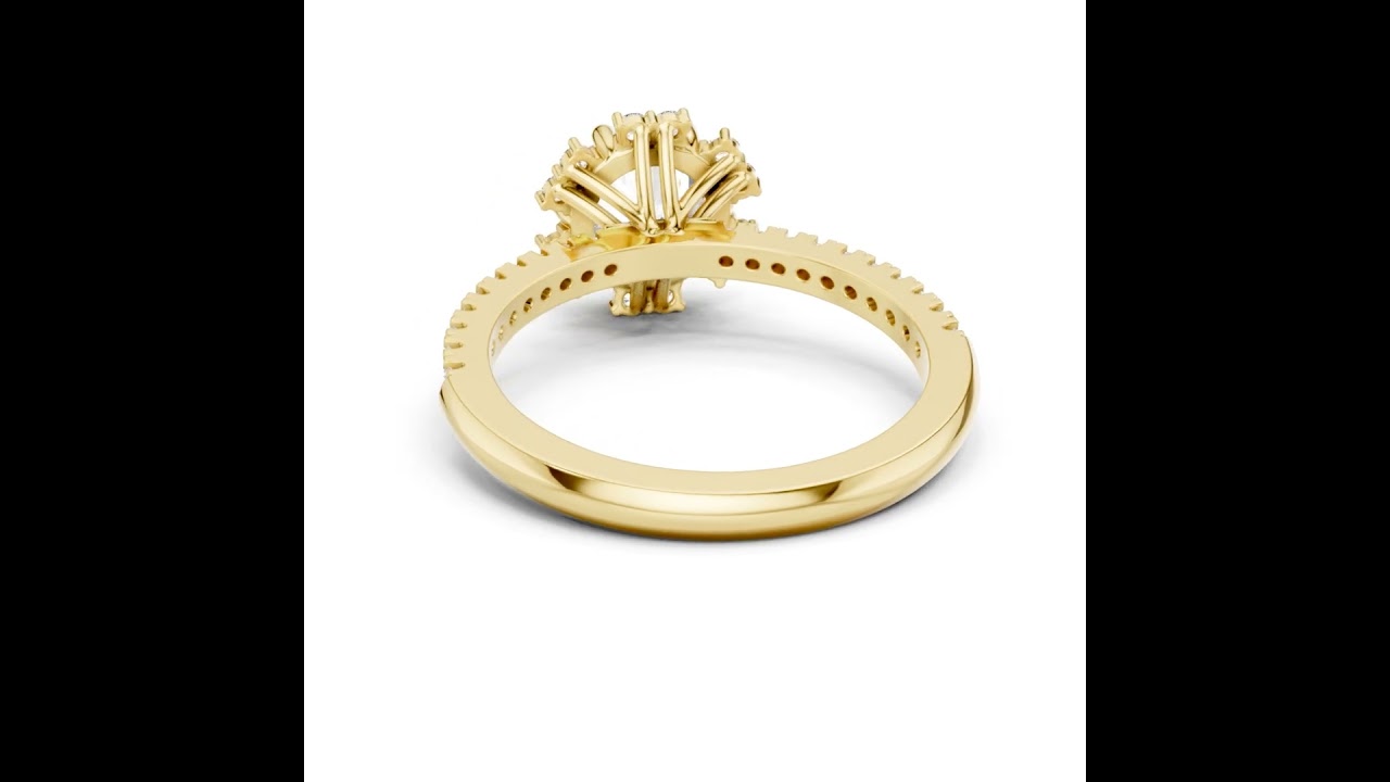 Round Diamond Sunburst Halo Pave Ring