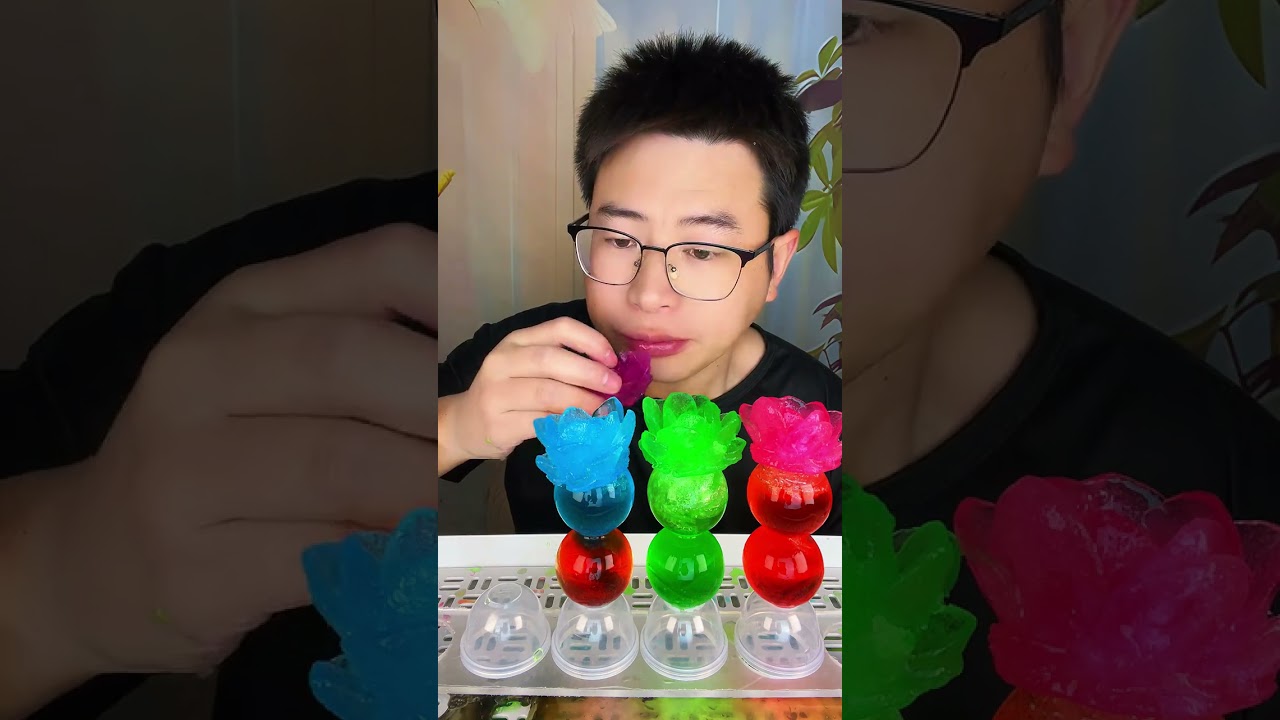 Shatter in one bite Colorful hollow ice hockey balls succulent ice flowers this voice