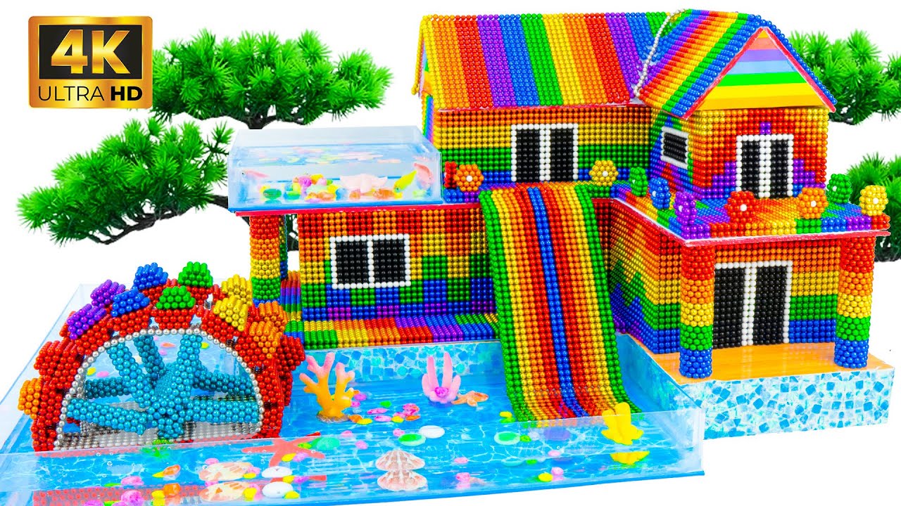 DIY Build Villa House Has Swimming Pool And Slide for Goldfish Using Magnetic Balls