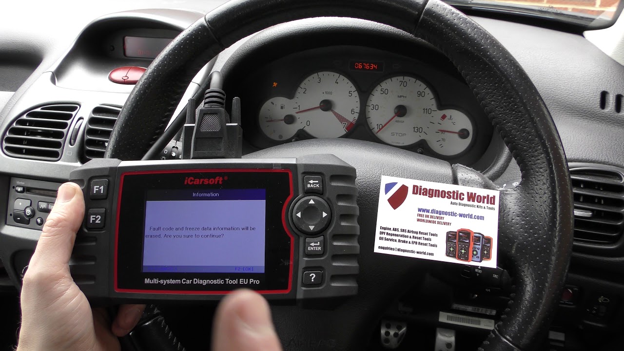 iCarsoft EU Pro Airbag Light Reset Demo Peugeot Citroen Warning Fault A202