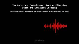 2604.21215 - The Recurrent Transformer: Greater Effective Depth and Efficient Decoding