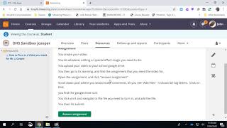 How to turn in a video to its learning