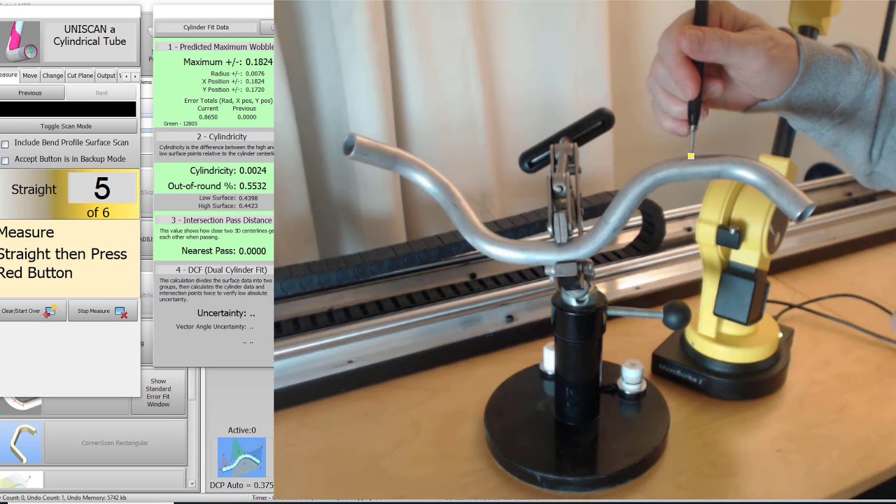 Measuring part “VTube-LASER Demo 5” with MicroScribe in Version 2.9.17