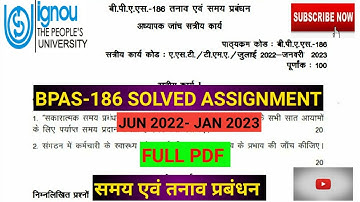 BPAS 186 solved assignment 2022-23 || ignou bpas 186 solved assignment hindi #ignoustudentssupport
