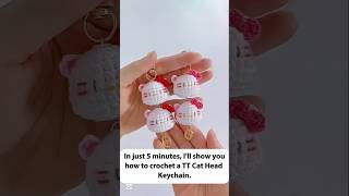 Crochet Hello Kitty Keychain in 5 Minutes! 🩷 Easy Kitty Cat Head Bag Charm Tutorial