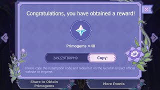 LIMITED NEW REDEEM CODE 40 Free Primogems Genshin Impact Web Event