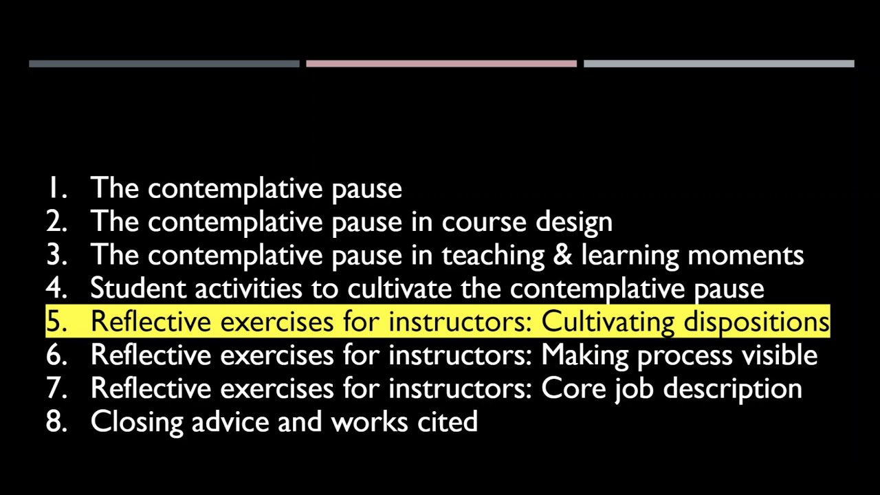 5. Reflective Exercises for Instructors: Cultivating Dispositions