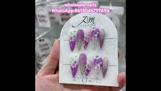 Pretty nails #jiazhimunails#fakenails #pressonnails #wholesalepressonnails #flowernails#purplenails