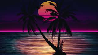 live wallpaper free, retro, sunset, mountains, sea, palm tree HD
