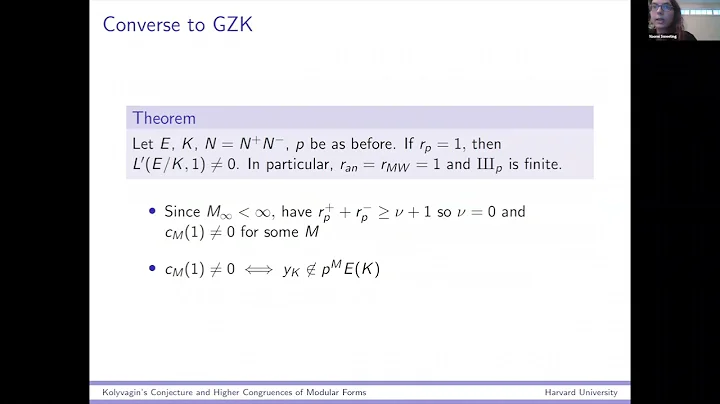 Kolyvagin's conjecture and higher congruences of modular forms - Naomi Sweeting