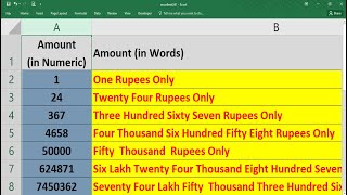 How to Convert Amount in Words in Excel || Amount in Words in Excel || Excellent24 Formula ||