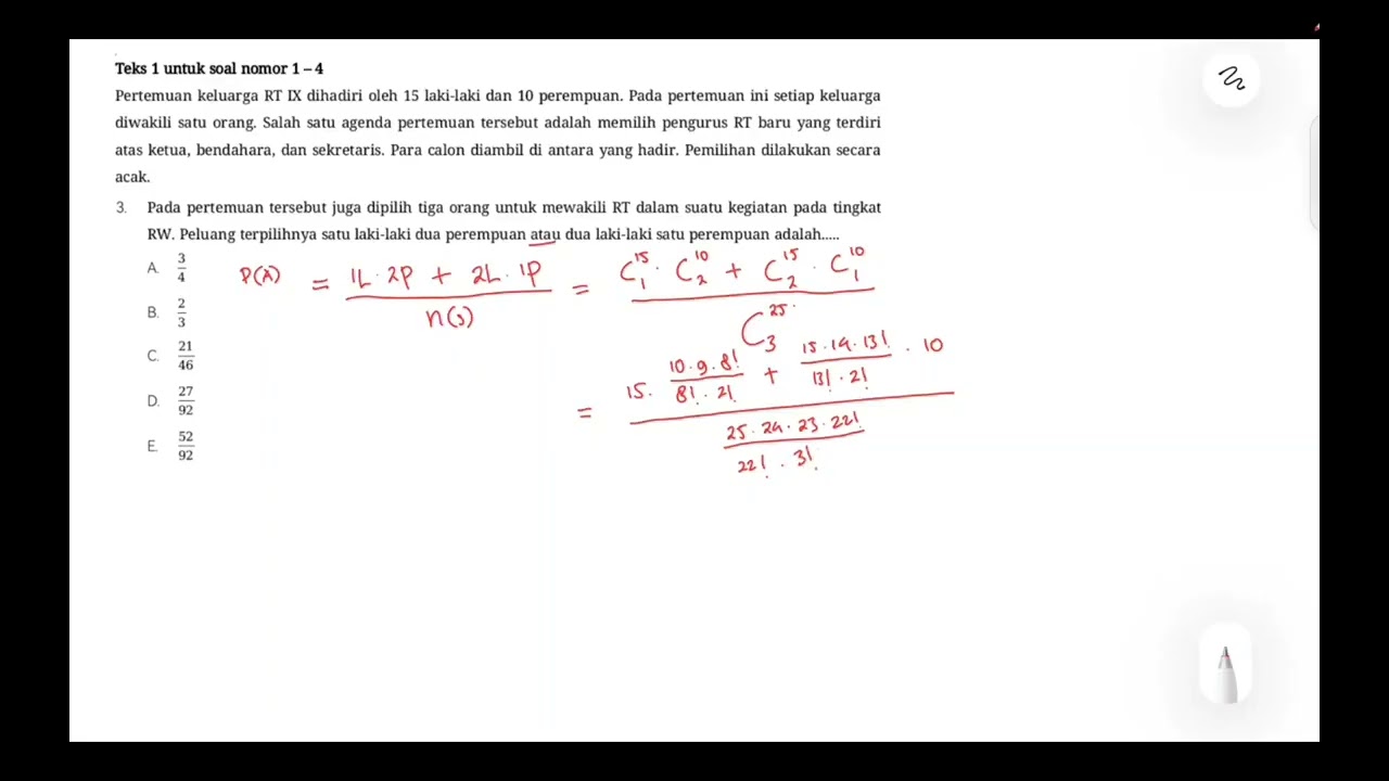 PEMBAHASAN SOAL PENALARAN MATEMATIKA PART 1 UTBK SNBT MATERI ATURAN PENCACAHAN DAN PELUANG