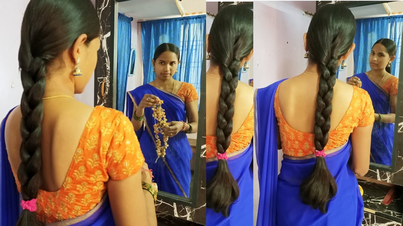 South Indian clipped hairstyle| with long hair - YouTube