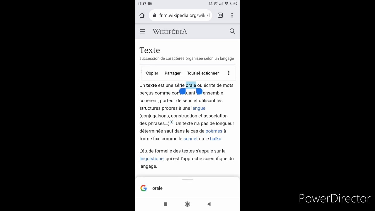 Comment faire un copier,coller sur mobile YouTube