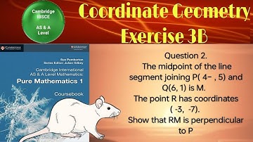The midpoint of the line segment joining P(- 4 , 5) and Q(6, 1) is M.  The point R has coordinates
