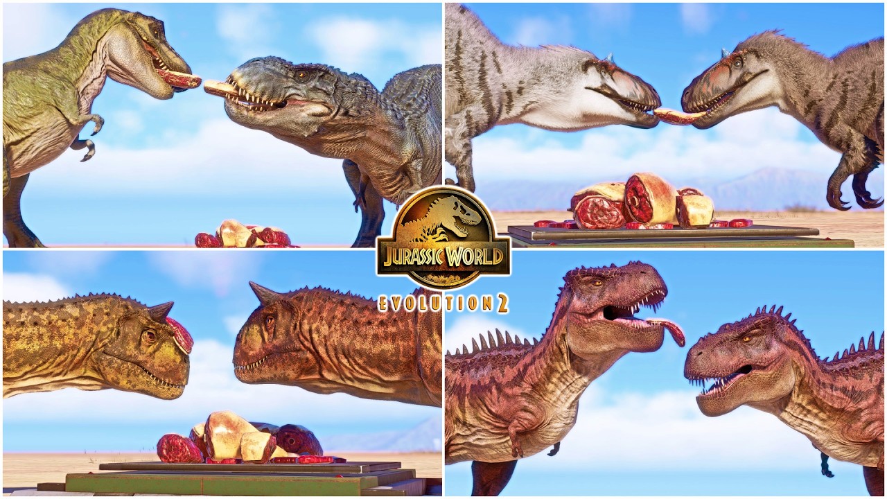 All Dinosaurs and Reptiles Food Sharing Animations in Jurassic World Evolution 2