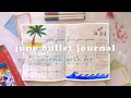 journal with me asmr 🐚🌴 beach/ocean theme June 2021 bullet journal // real time