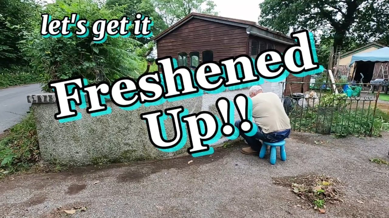 Freshening up the driveway walls at our renovation project West Wales vlog