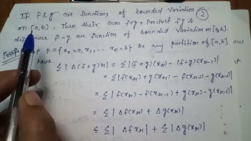 Theorem related to Bounded variation real analysis for MSc & BSc maths