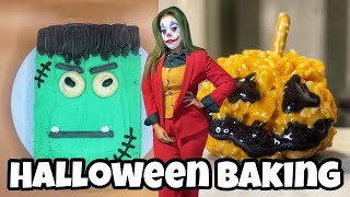 Bake With Me 🤍 Let's Decorate a Frankenstein Cake, Make Jack-o-Lantern Rice Krispy Treats & More 😋