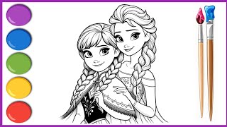 BEAUTIFUL Coloring Elsa and Anna | Frozen 2 Coloring Tutorial For Kids |  Coloring Pages