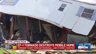 Tornado destroys mobile home in Marshall County