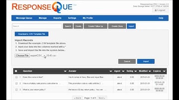How To Export and Import Data Into The ResponseQue Automated Help Desk System