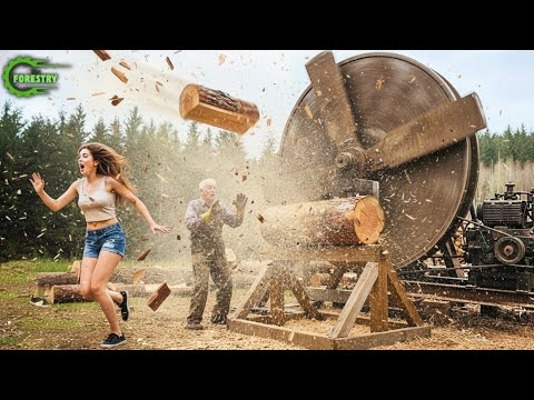 Fastest Biggest Firewood Processing Machine | Dangerous Big Chainsaw Cutting Tree machines #18
