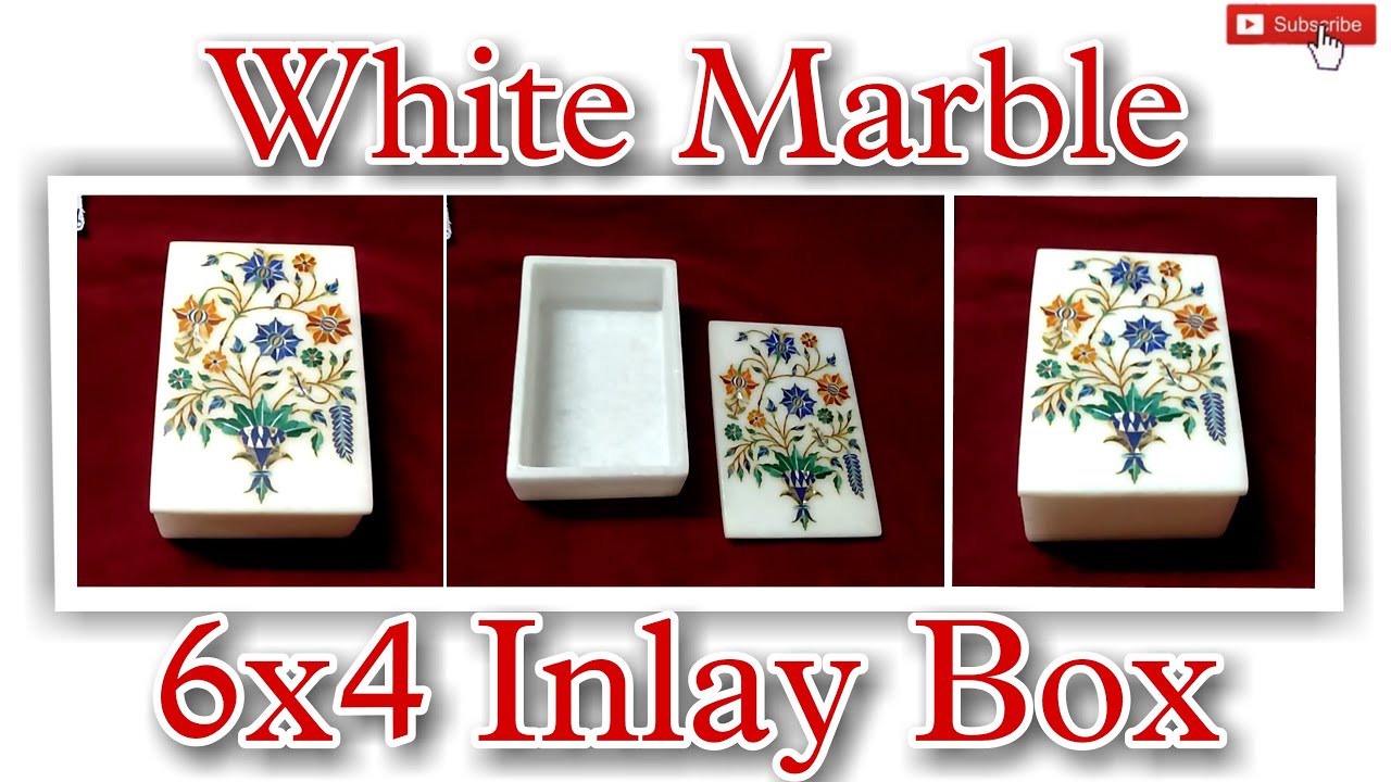 White Marble Inlay Box 