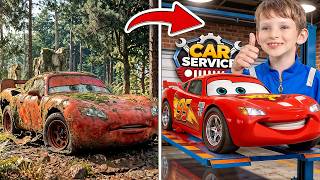 repairing lightning mcqueen s broken toy car race test