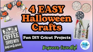 🎃4 Easy Halloween Cricut Crafts👻 | DIY Coffee Sign, Coasters, Bookmarks & Banner | Beginner Friendly