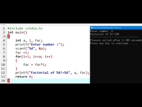 การหาค่า factorial โดยใช้ for
