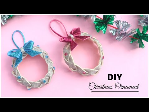 DIY Glitter Foam Wreath Christmas Ornament