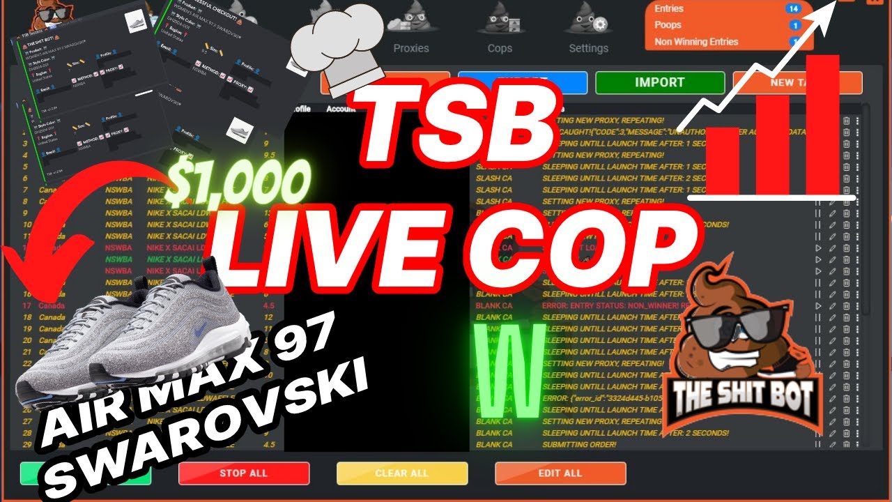 TSB Live Cop -Nike Air Max 97 Swarovski Polar Blue * $1,000+ Profit *