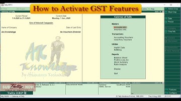 How to Activate GST Features in Tally ERP-9.0(Hindi).