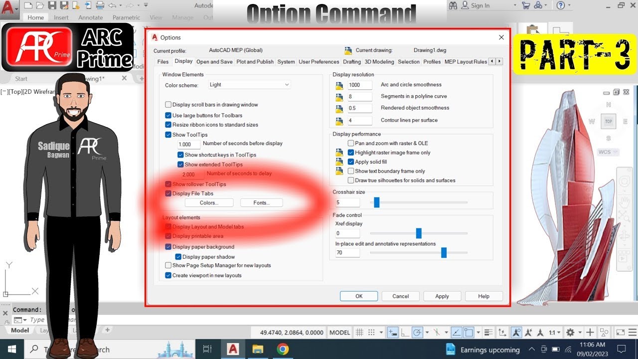 #52 AutoCAD 2D ll AutoCAD Option Command Dialog Box Explained in Hindi Part 3
