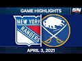 NHL Game Highlights | Rangers vs. Sabres – Apr. 3, 2021