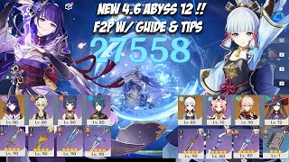 New 4.6 Abyss  F2P Ayaka Freeze & Raiden National Destroy Spiral Abyss Floor 12  Genshin Impact