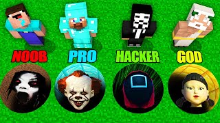 Minecraft Battle: NOOB vs PRO vs HACKER vs GOD: SCARY PIT CHALLENGE HORROR Minecraft Animation