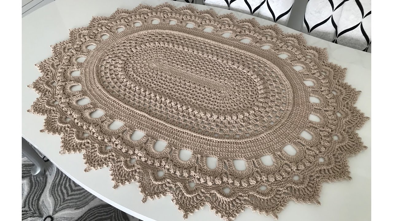 Tığ işi Örgü Modelli Oval Paspas Tarifi - Part 6