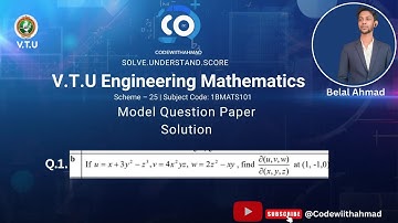 VTU Engineering Mathematics||1BMATS101||M-1||Model question paper solution.