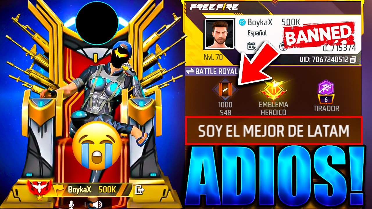 LA LEYENDA BANEADA EN EL "BANEO MASIVO" DE GARENA FREE FIRE..JAJAJA