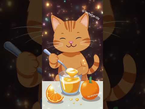 القطه المشمشيه تأكل جيلي البرتقال  8     