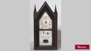 Antique American Victorian mahogany mantel clock with steepl