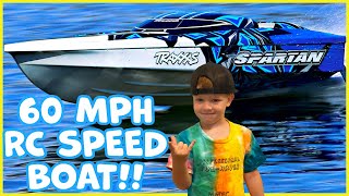 INSANE RC SPEED BOAT FIRST DRIVE!! | TRAXXAS SPARTAN