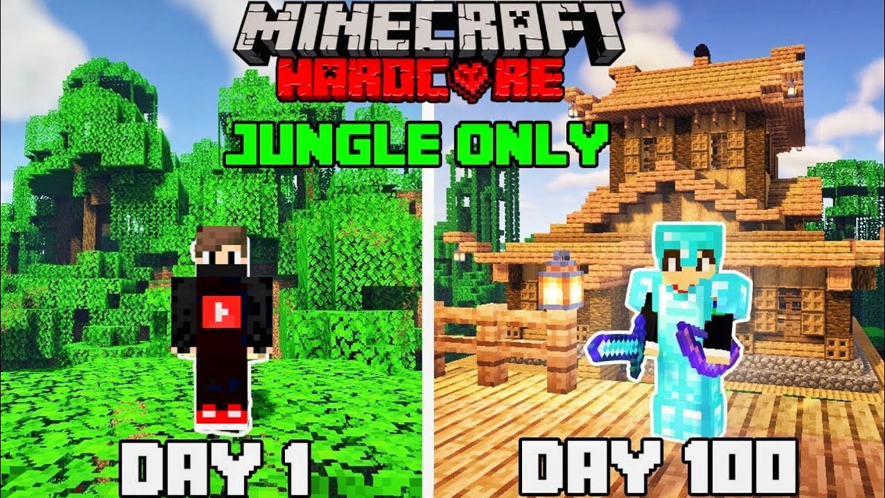 I Survived 100 Days in A JUNGLE WORLD In Minecraft