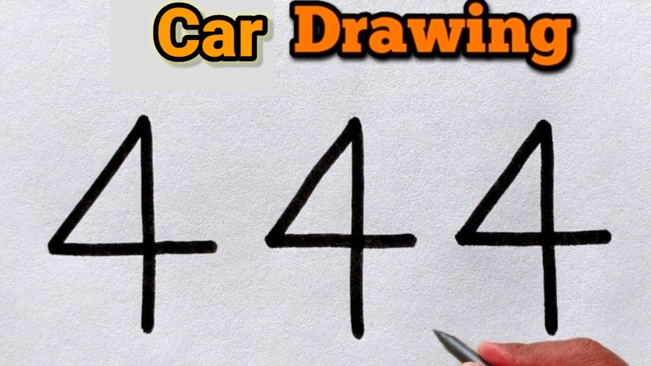 How to Draw Car from Number 4 | Easy Drawing Trick for Beginners
